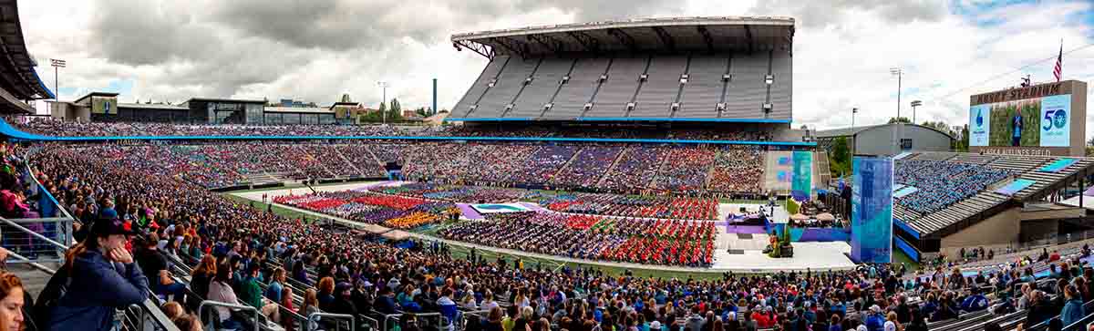 全景图像特殊奥运会的开幕式在西雅图