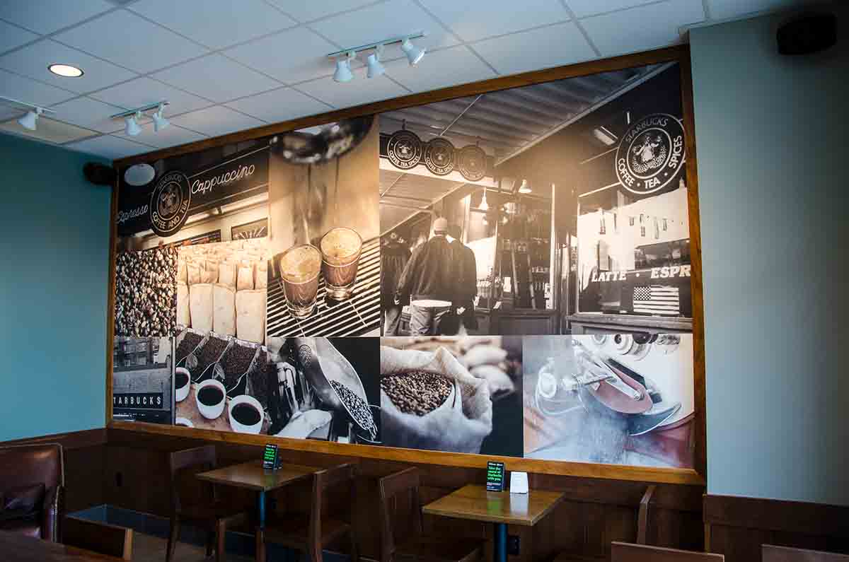 星巴克咖啡的大格式打印拼贴画壁